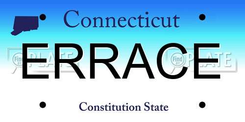 ERRACE Connecticut License Plate