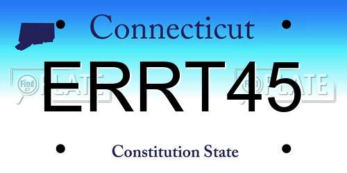 ERRT45 Connecticut License Plate
