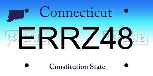 ERRZ48 Connecticut License Plate
