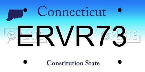 ERVR73 Connecticut License Plate