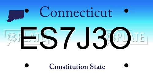 ES7J3O Connecticut License Plate