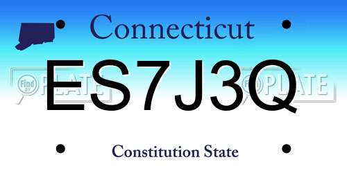ES7J3Q Connecticut License Plate