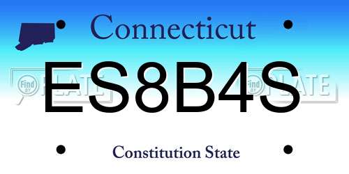 ES8B4S Connecticut License Plate