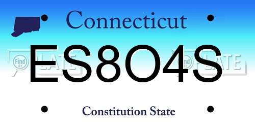 ES8O4S Connecticut License Plate