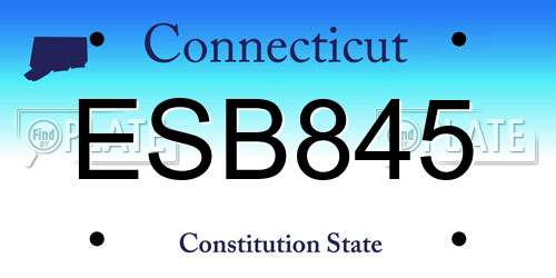 ESB845 Connecticut License Plate