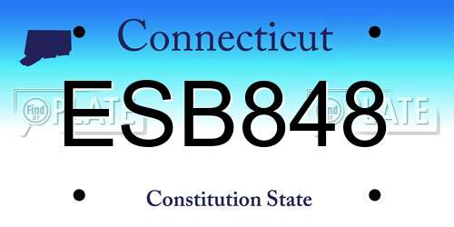 ESB848 Connecticut License Plate
