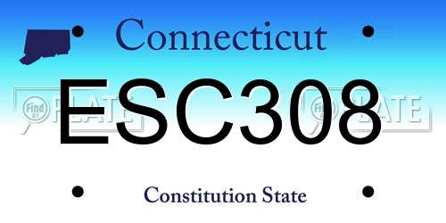 ESC308 Connecticut License Plate