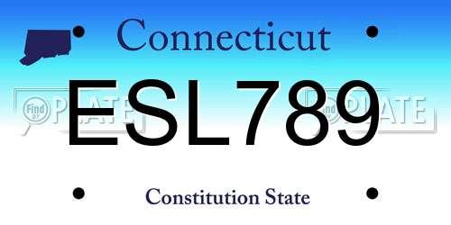 ESL789 Connecticut License Plate