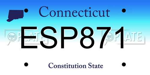 ESP871 Connecticut License Plate