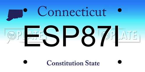 ESP87I Connecticut License Plate