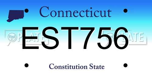 EST756 Connecticut License Plate