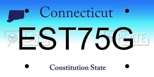 EST75G Connecticut License Plate