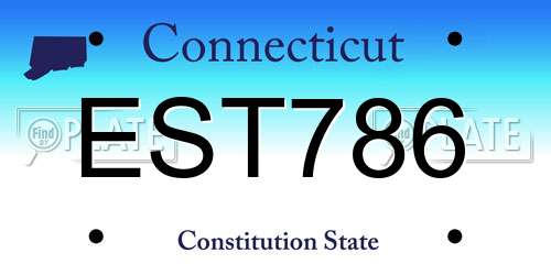 EST786 Connecticut License Plate
