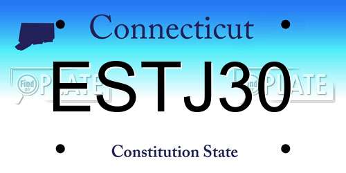 ESTJ30 Connecticut License Plate