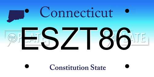 ESZT86 Connecticut License Plate