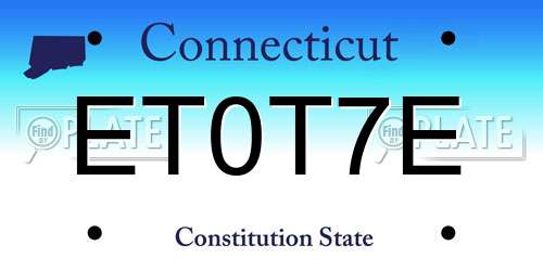 ET0T7E Connecticut License Plate