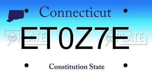 ET0Z7E Connecticut License Plate