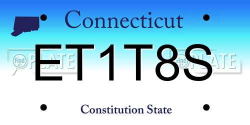 ET1T8S Connecticut License Plate