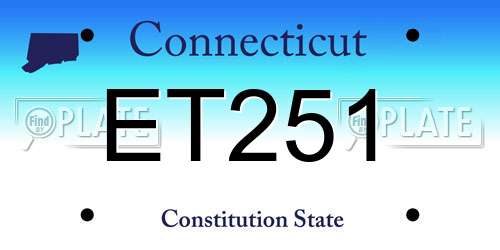 ET251 Connecticut License Plate