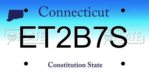 ET2B7S Connecticut License Plate