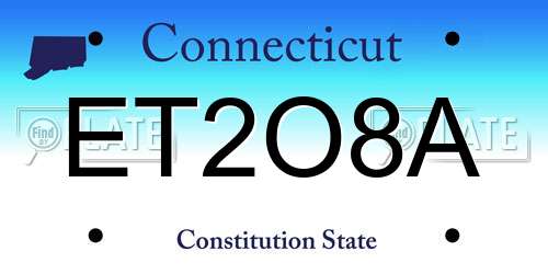 ET2O8A Connecticut License Plate