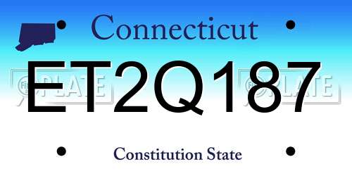 ET2Q187 Connecticut License Plate