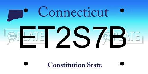 ET2S7B Connecticut License Plate