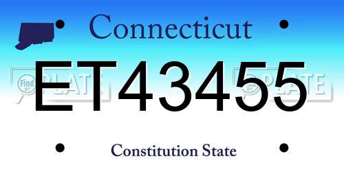 ET43455 Connecticut License Plate