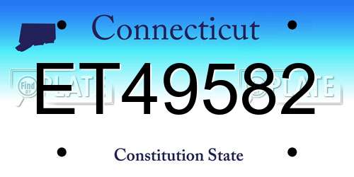 ET49582 Connecticut License Plate