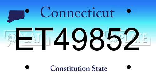 ET49852 Connecticut License Plate