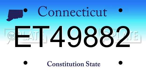 ET49882 Connecticut License Plate