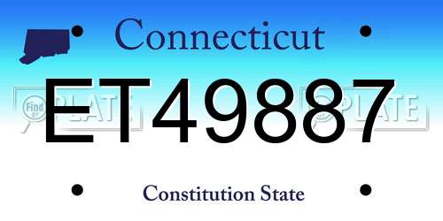 ET49887 Connecticut License Plate