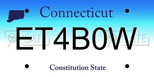 ET4B0W Connecticut License Plate