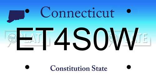 ET4S0W Connecticut License Plate
