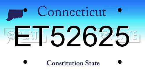 ET52625 Connecticut License Plate