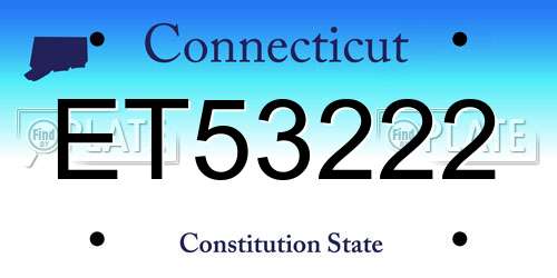 ET53222 Connecticut License Plate