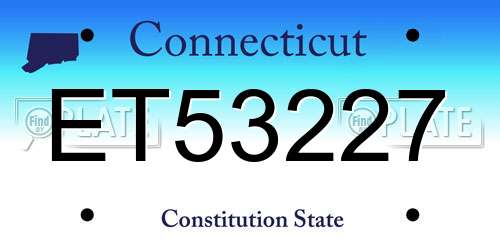 ET53227 Connecticut License Plate