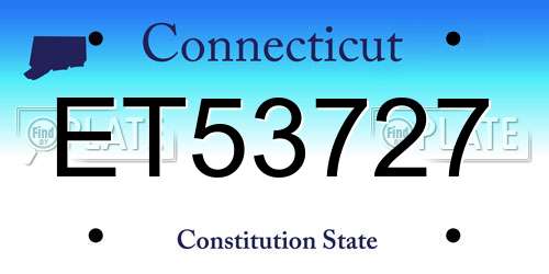 ET53727 Connecticut License Plate