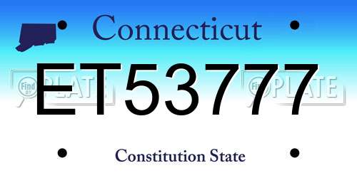 ET53777 Connecticut License Plate