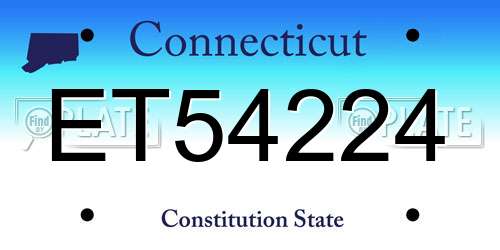 ET54224 Connecticut License Plate