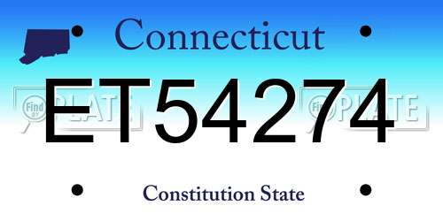 ET54274 Connecticut License Plate