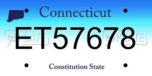 ET57678 Connecticut License Plate