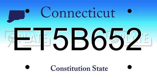 ET5B652 Connecticut License Plate