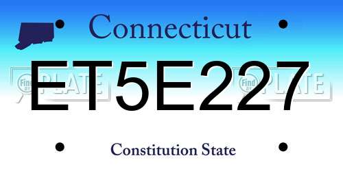 ET5E227 Connecticut License Plate