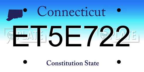 ET5E722 Connecticut License Plate