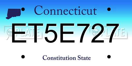 ET5E727 Connecticut License Plate