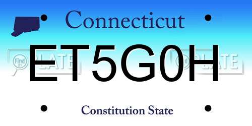 ET5G0H Connecticut License Plate