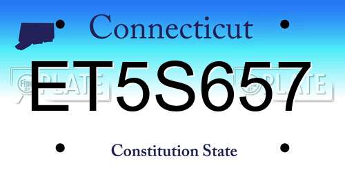 ET5S657 Connecticut License Plate