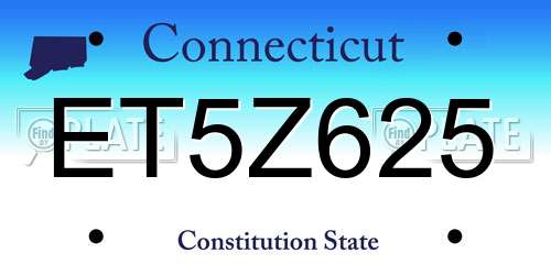 ET5Z625 Connecticut License Plate