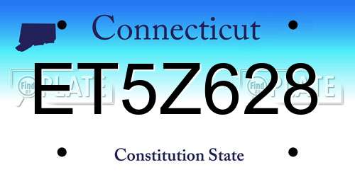 ET5Z628 Connecticut License Plate